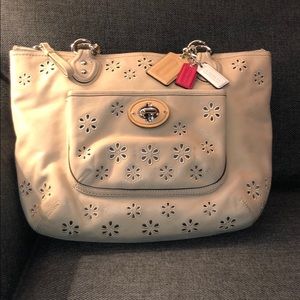 Coach Handbag with Flower Cutout Detail